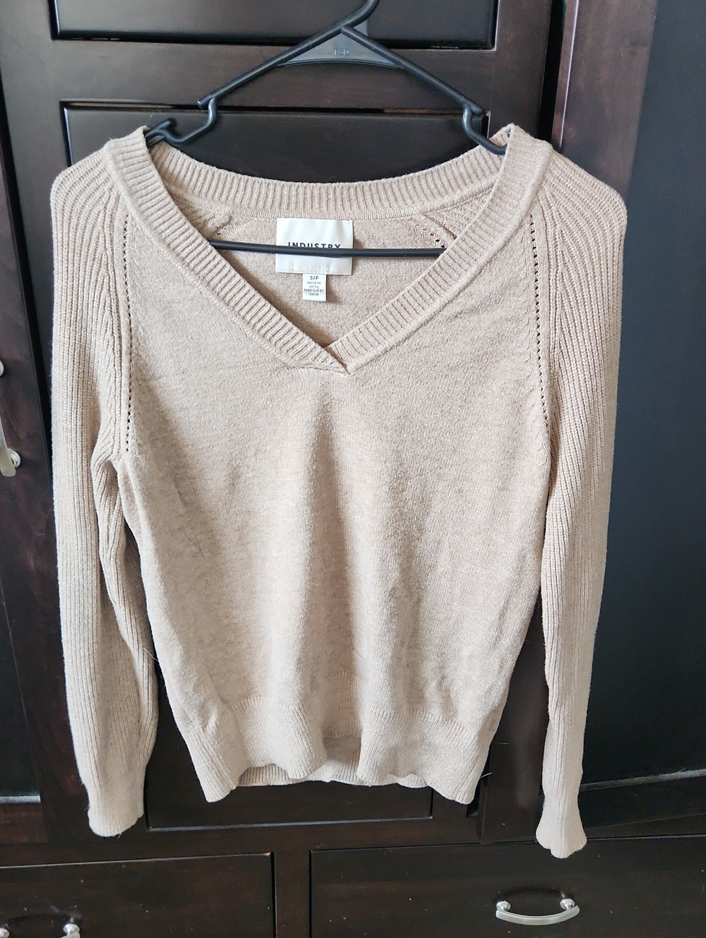 Indigo Girls V-Neck Pullover Sweater in Beige